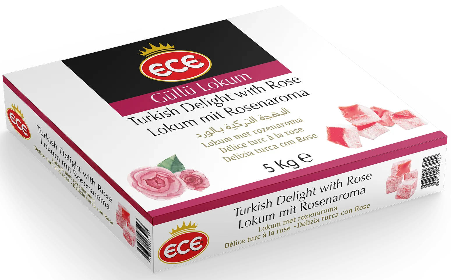 ECE güllü lokum, 5 kg kutu